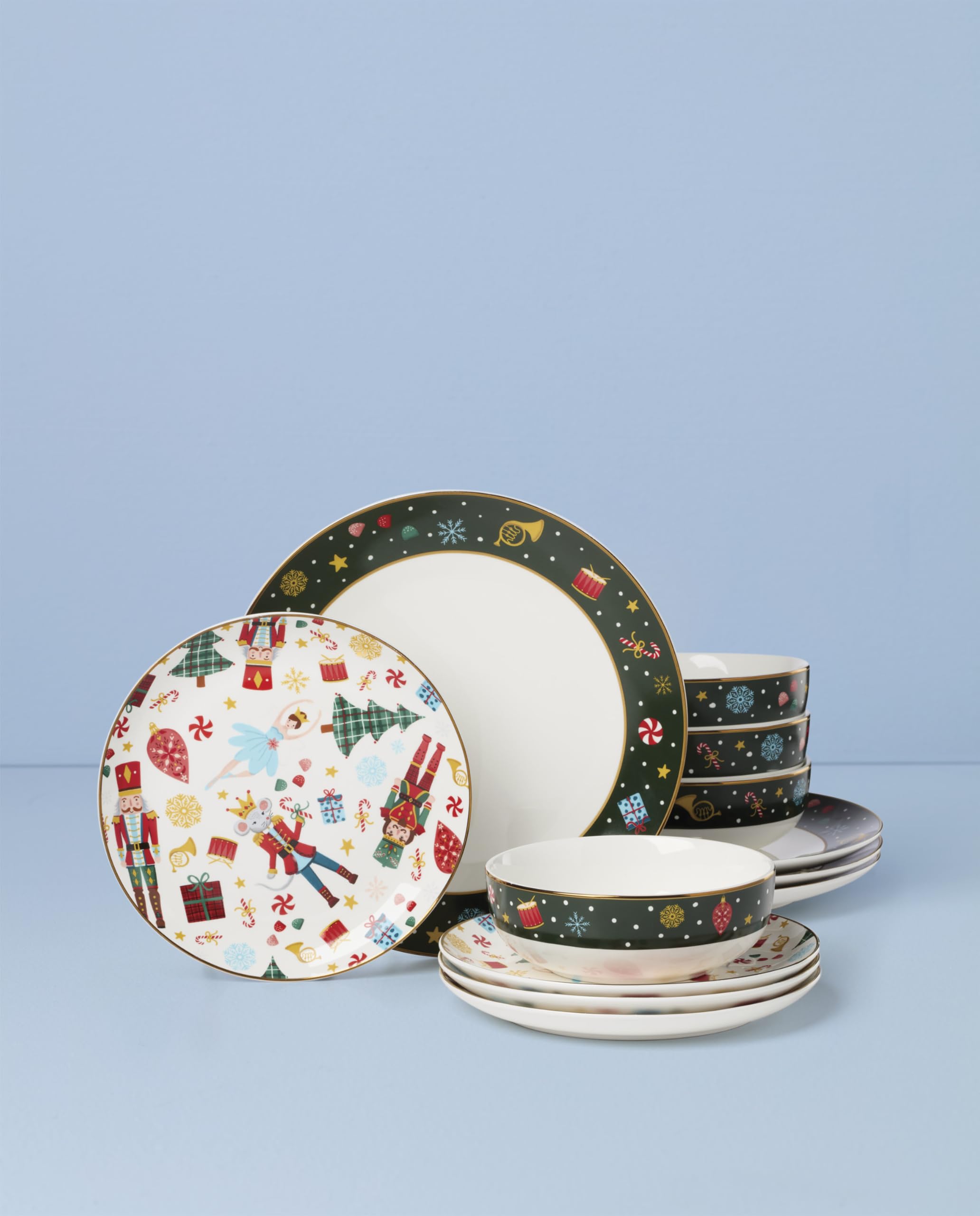 Lenox gros plan détails dorés et motif Casse-Noisette, accent festif