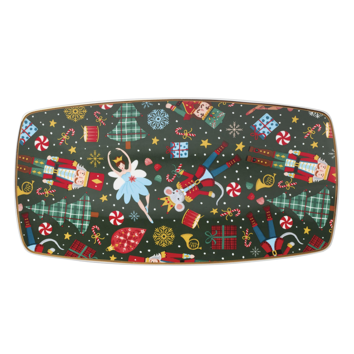 Lenox plateau face présentant motifs Casse-Noisette et style festif