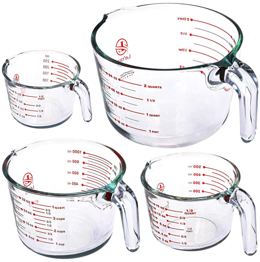 Le'raze tasses mesure face ensemble montrant les quatre tailles pratiques