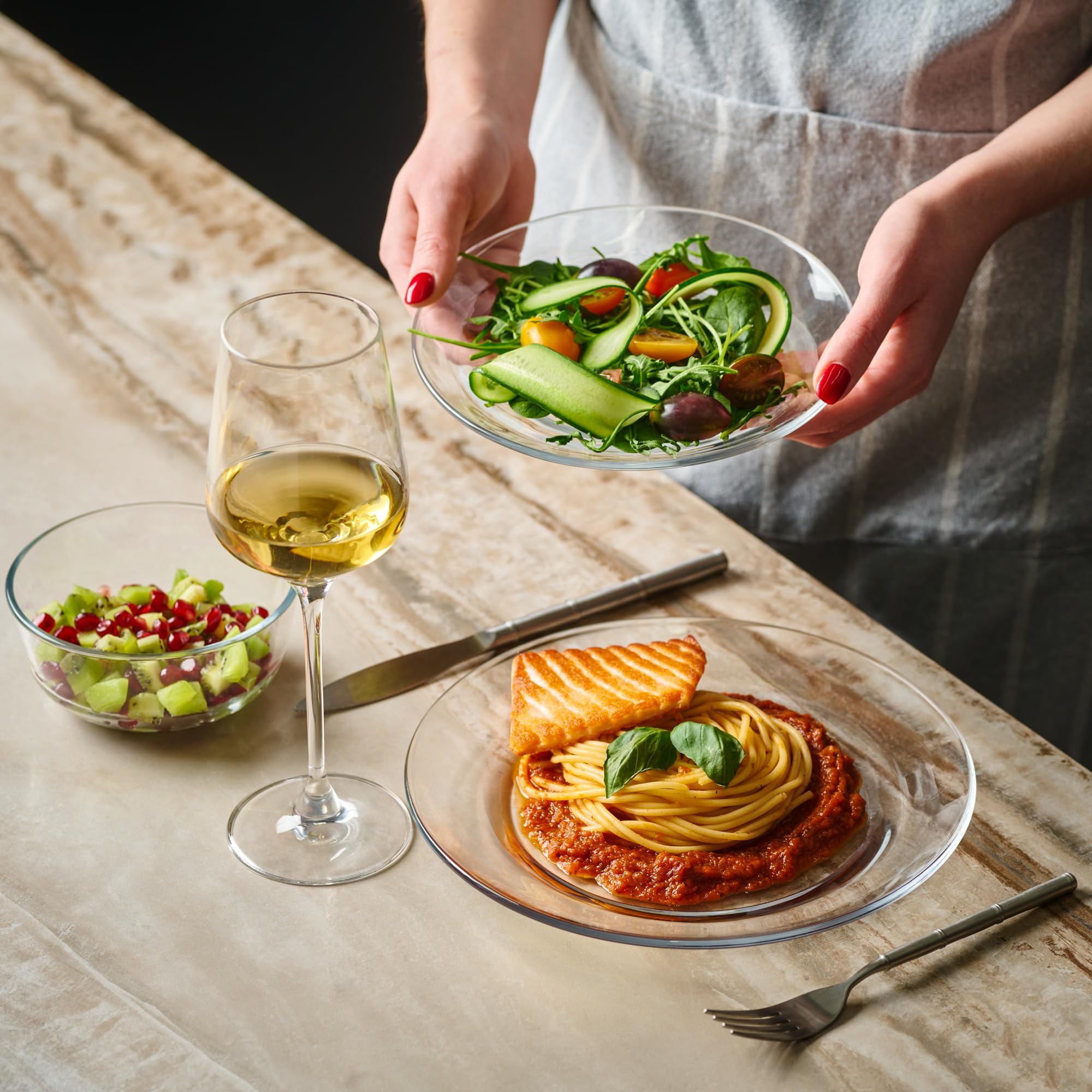 Le'raze assiette dessert et bol organisés pour service rapide et soigné