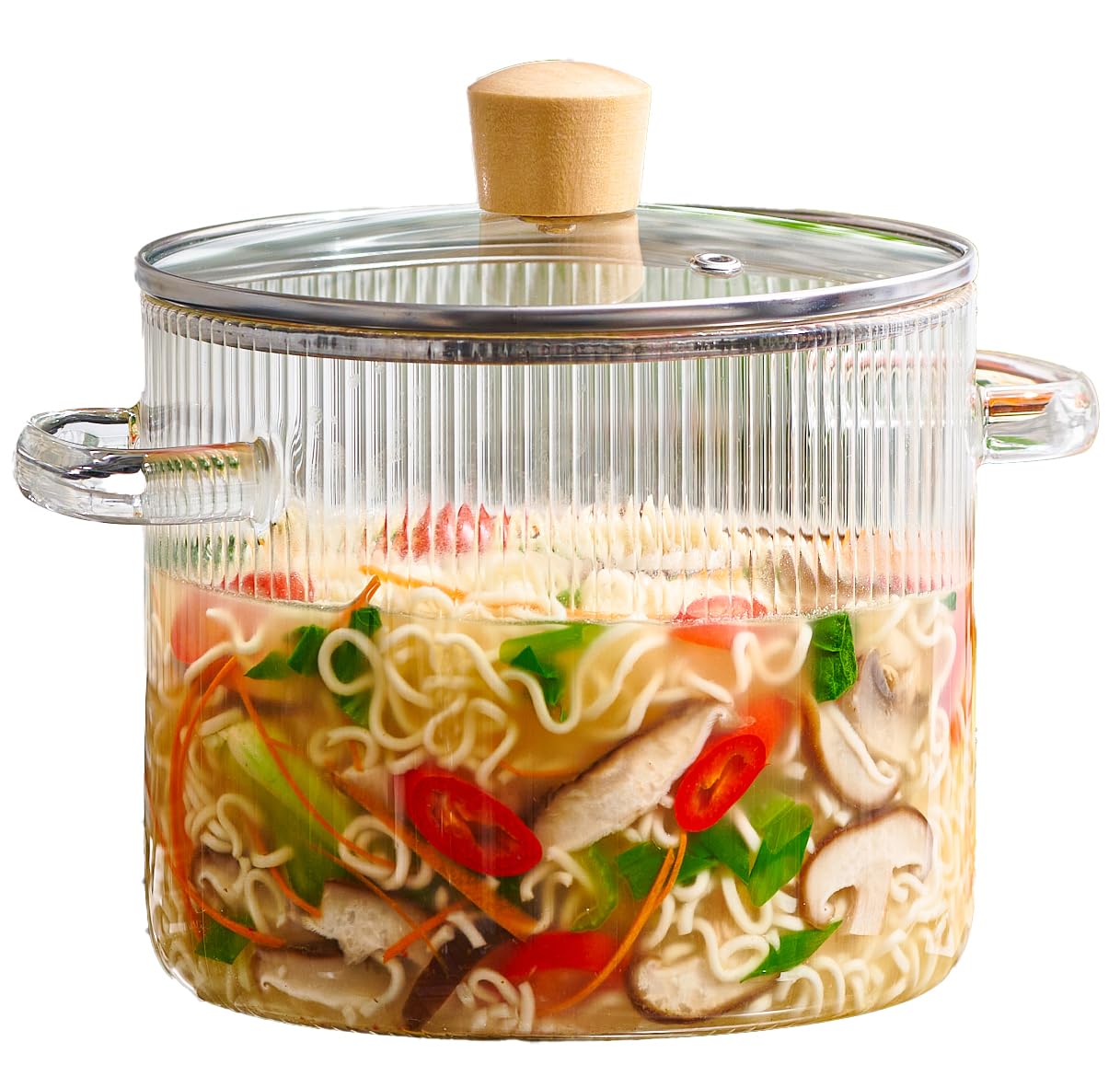 Le'raze casserole en verre face montrant sa transparence et contrôle de cuisson