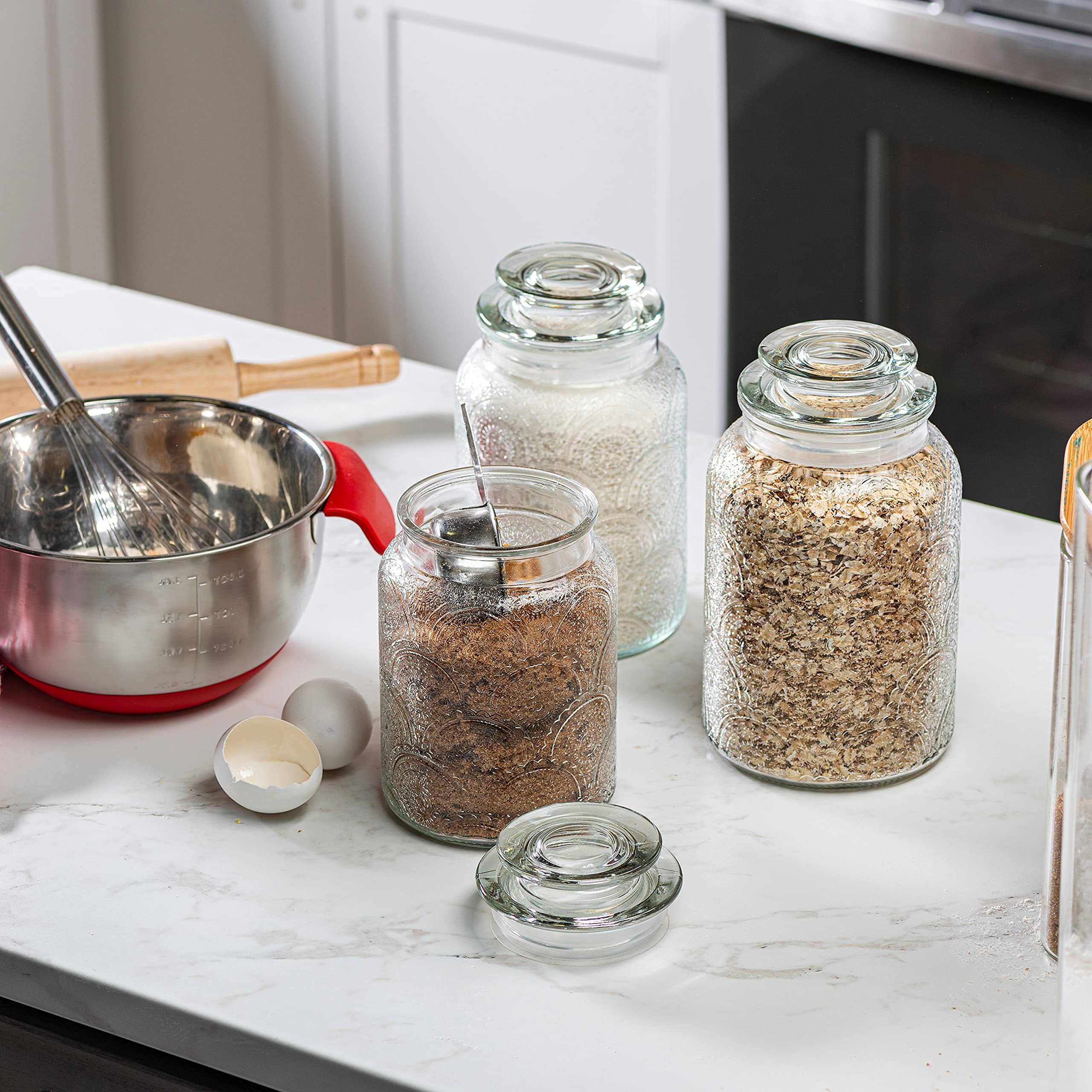 Le'raze bocaux remplis de café et biscuits pour rangement pratique