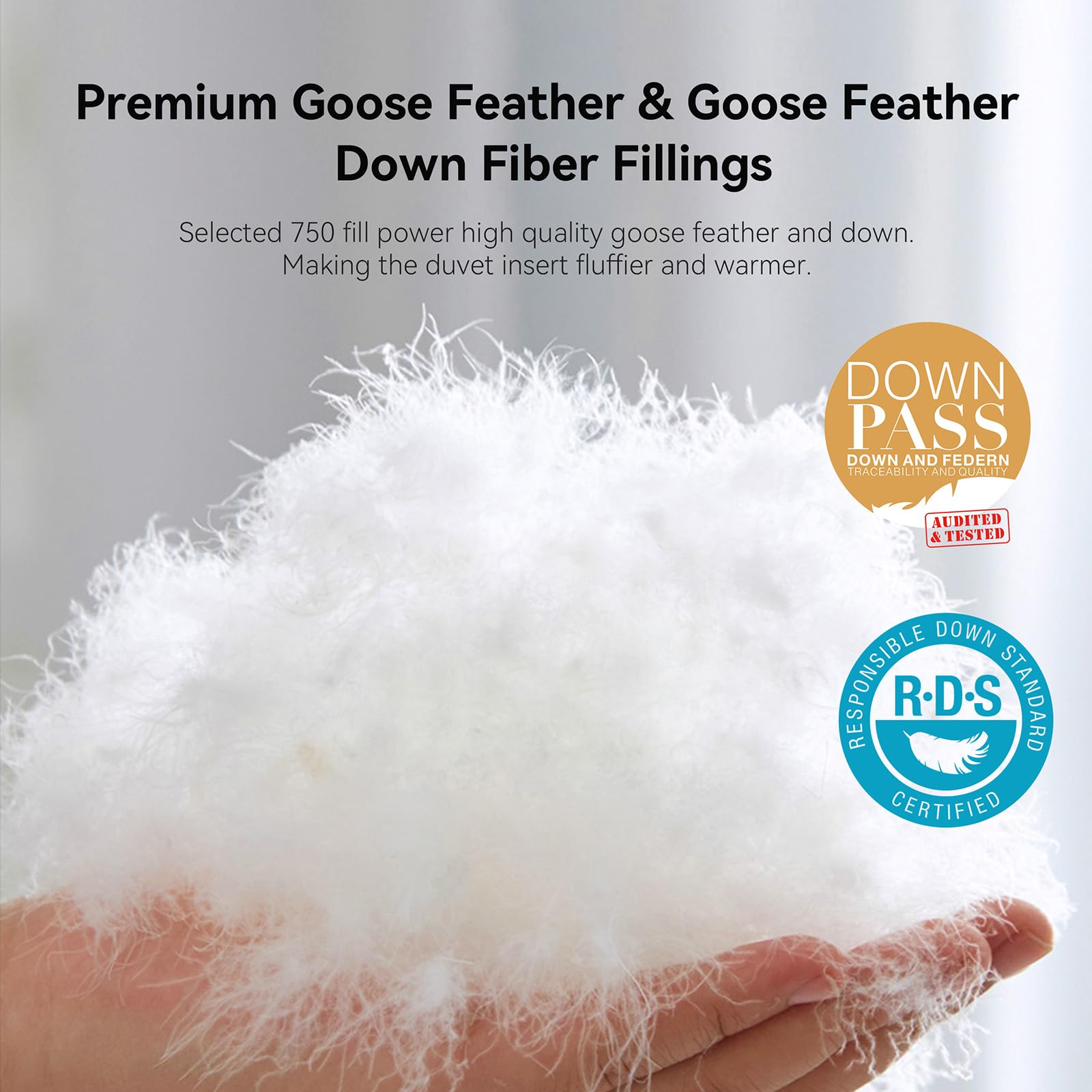 LESNNCIER vue du garnissage plumes et fibre, chaleur légère et gonflant