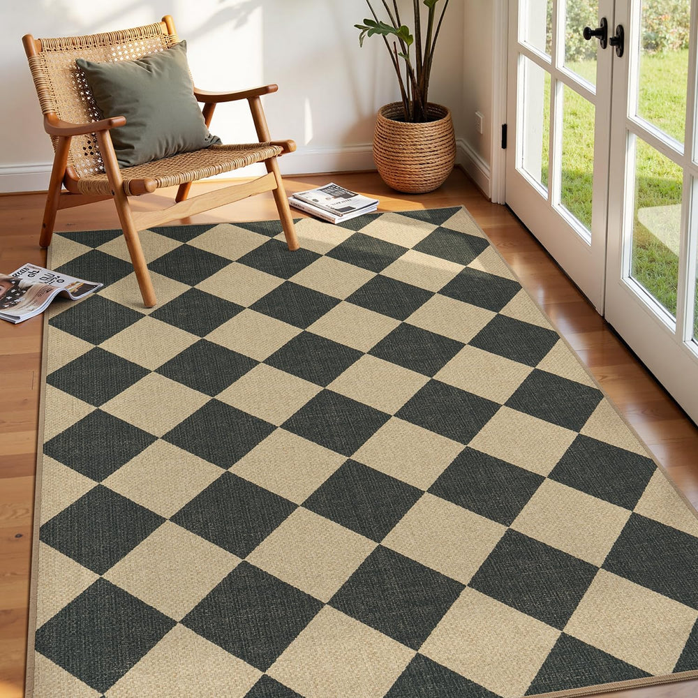 Lessymo tapis damier face avant motif élégant et protection des sols