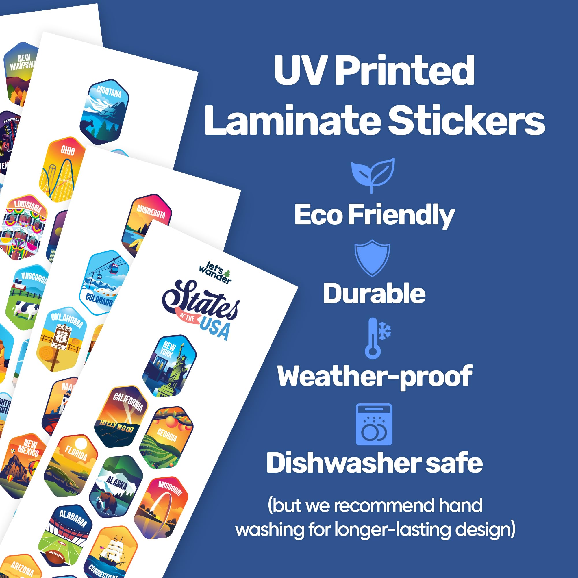 LET'S WANDER gravure permanente des 50 designs visible pour personnalisation