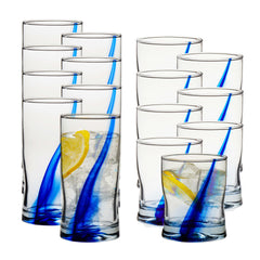 Verre tumbler Libbey Blue Ribbon face avant montrant capacité et stabilité