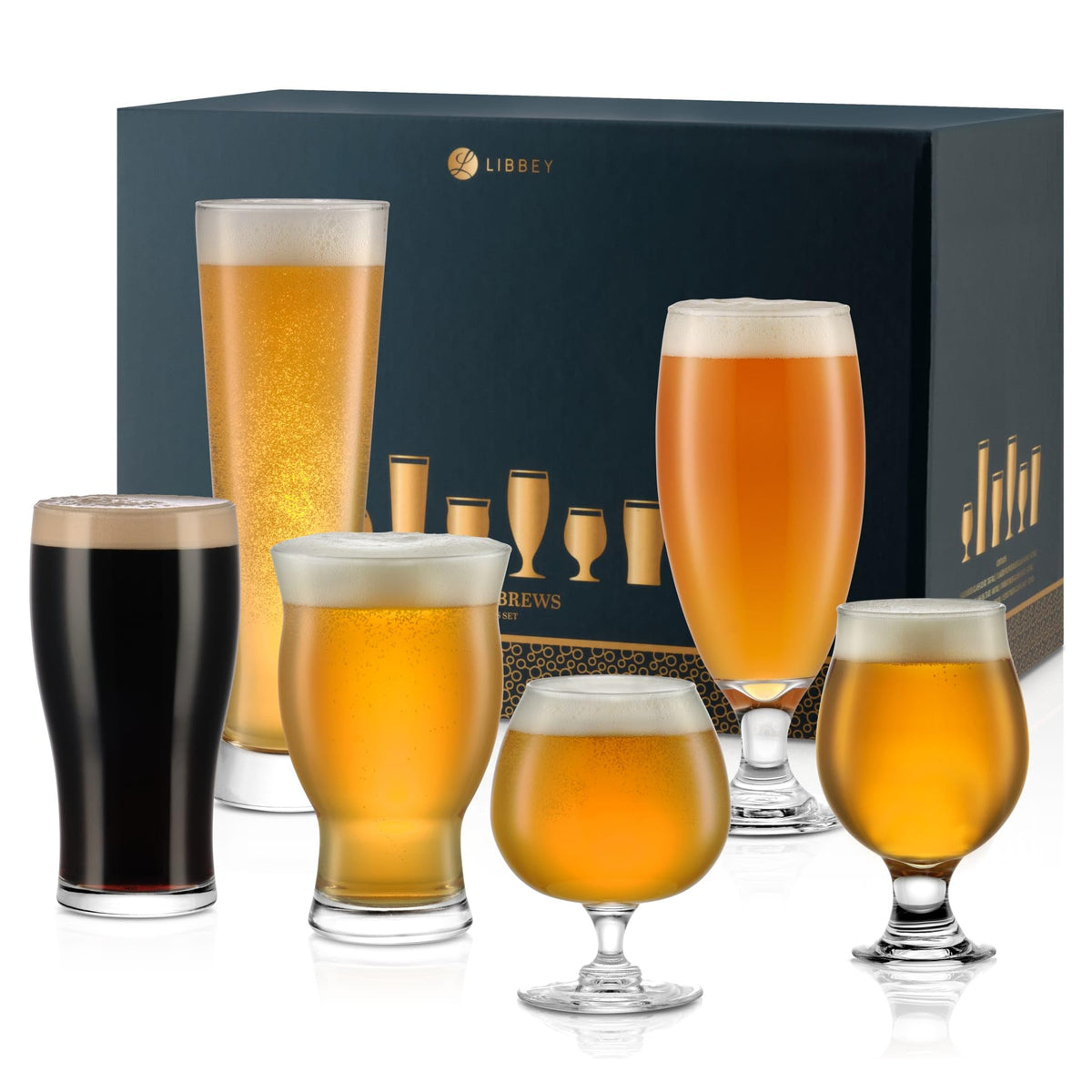 Libbey vue de face du coffret de six verres montrant élégance et polyvalence
