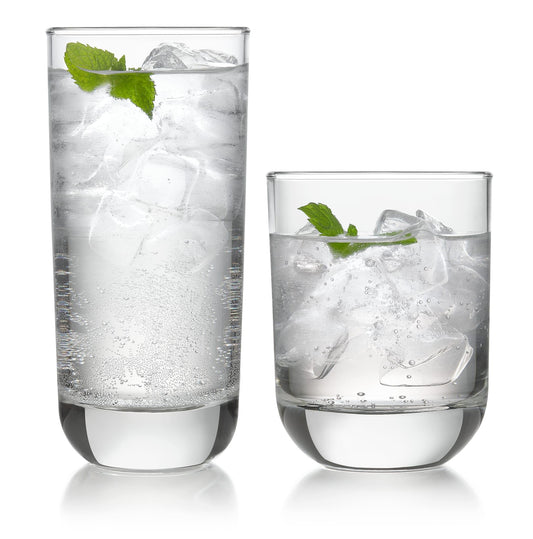 Libbey Polaris face avant du lot montrant 16 verres, parfait pour recevoir