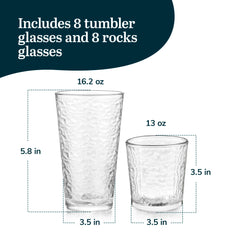 Libbey Yucatan verre tumbler rempli illustrant capacité et présentation