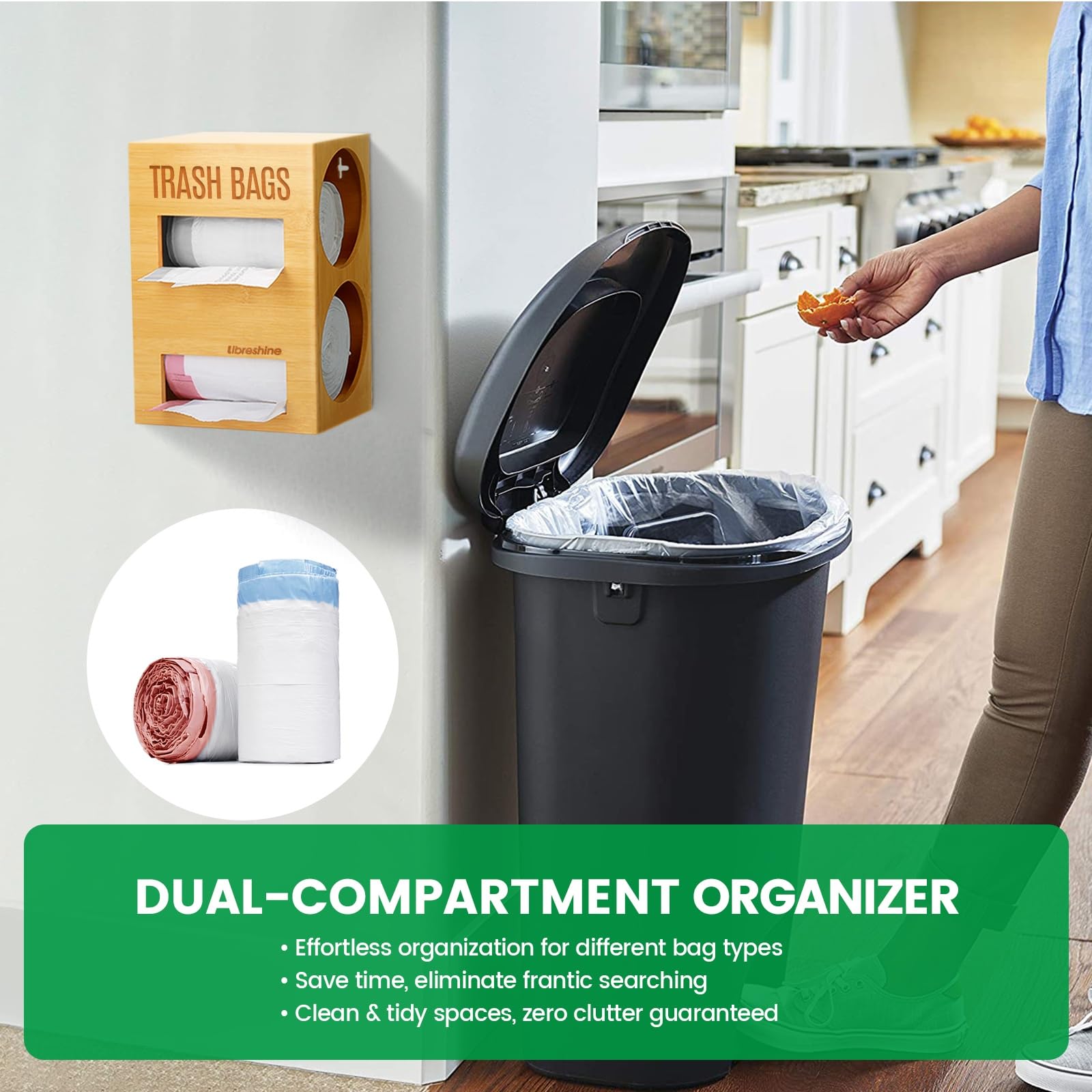 Libreshine comparaison taille sous évier démontre gain d'espace pratique
