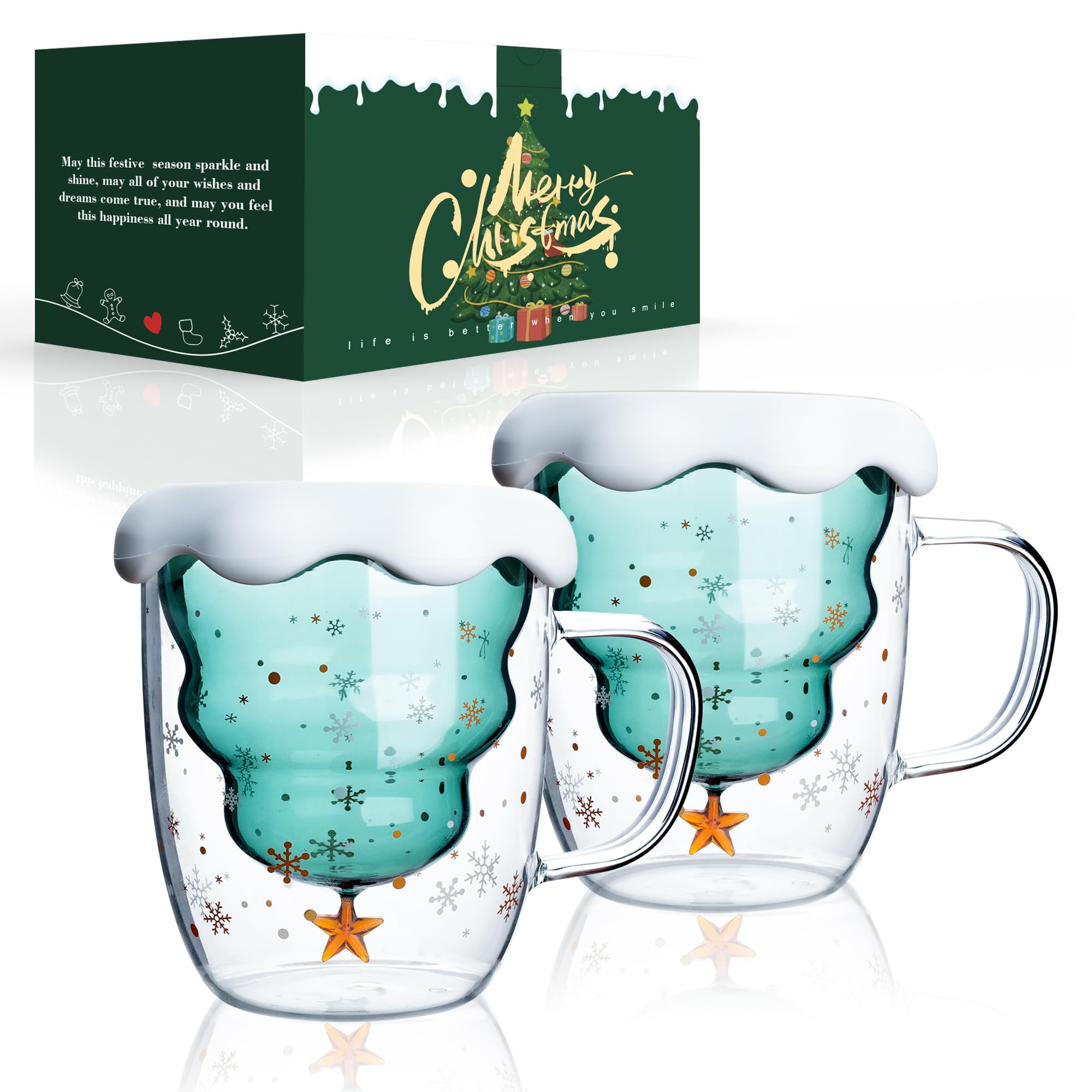 LIBWYS mug de Noël face avant montrant le sapin décoratif et capacité 300 ml