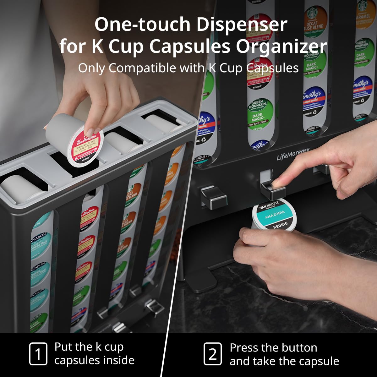 LifeMoreasy affichage interne avec 28 capsules pour gain d'espace visible
