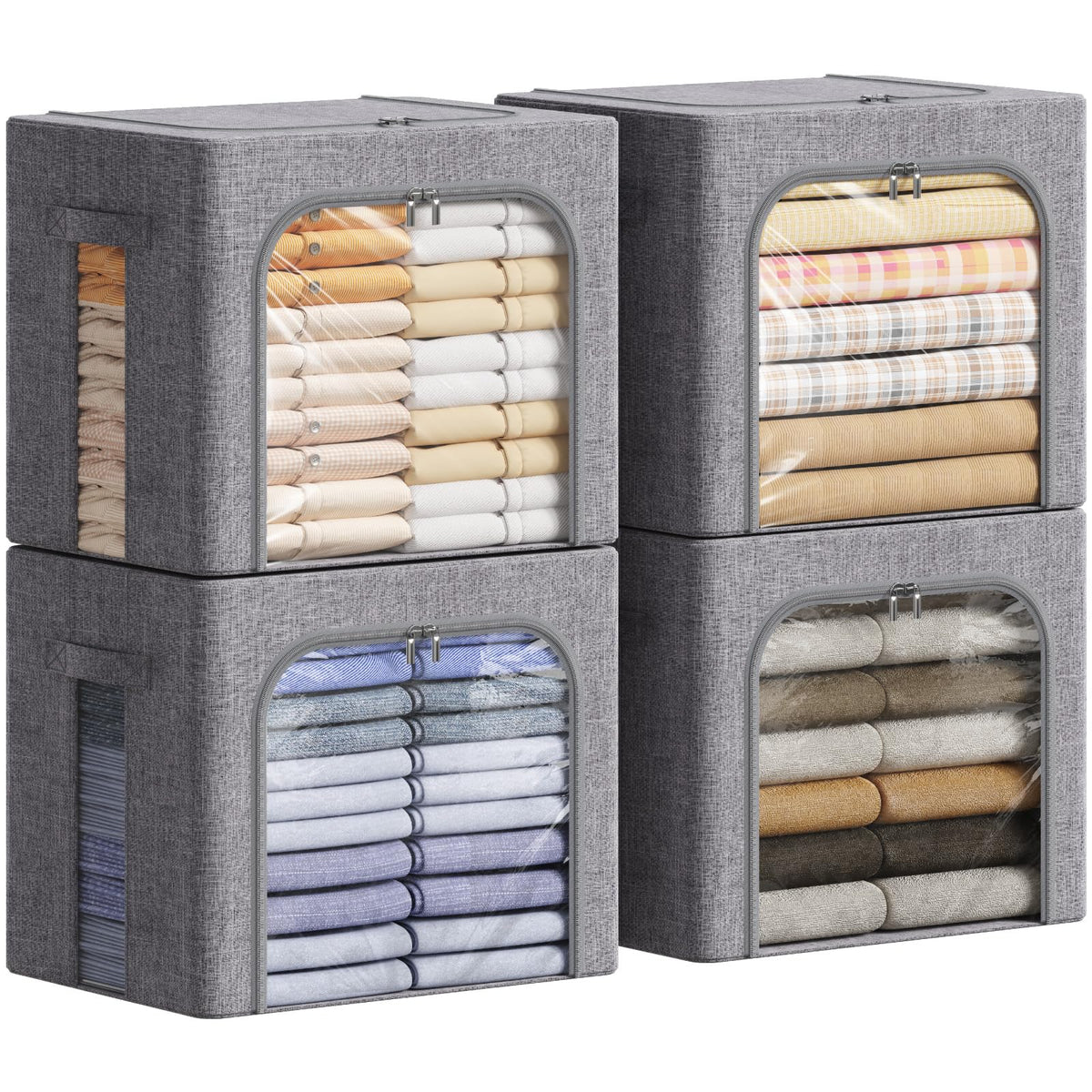 Lifewit boîte empilable face avant montrant la fermeture et visibilité du contenu
