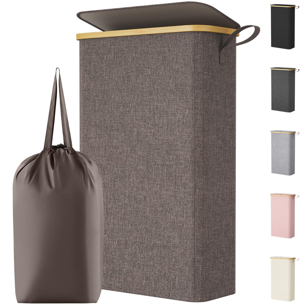 Lifewit vue frontale du panier marron, gain de place optimisé