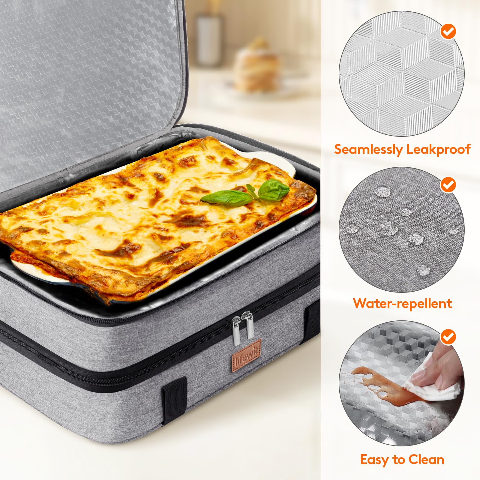 Lifewit ouverture zippée large facilitant insertion et retrait des plats