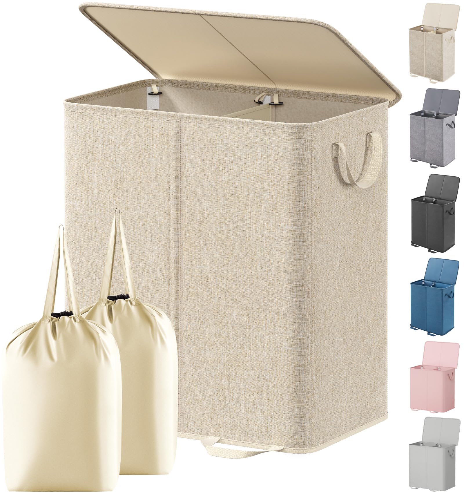 Lifewit vue avant du panier beige, rangement soigné et gain de place