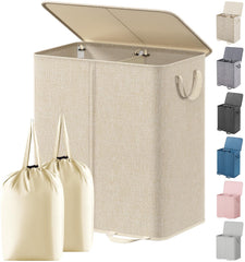 Lifewit vue avant du panier beige, rangement soigné et gain de place