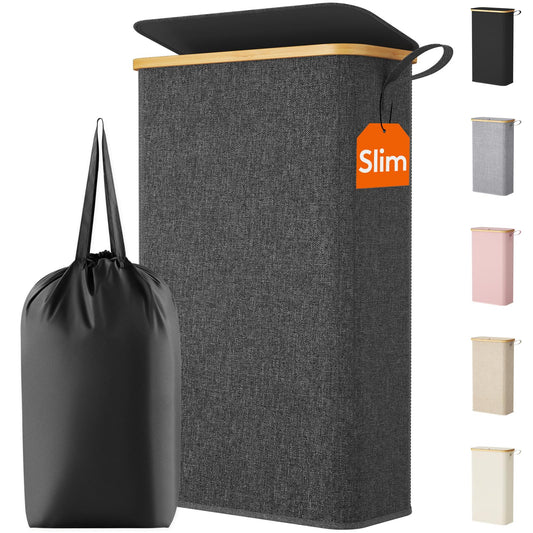 Lifewit vue de face du panier slim gris foncé montrant gain de place