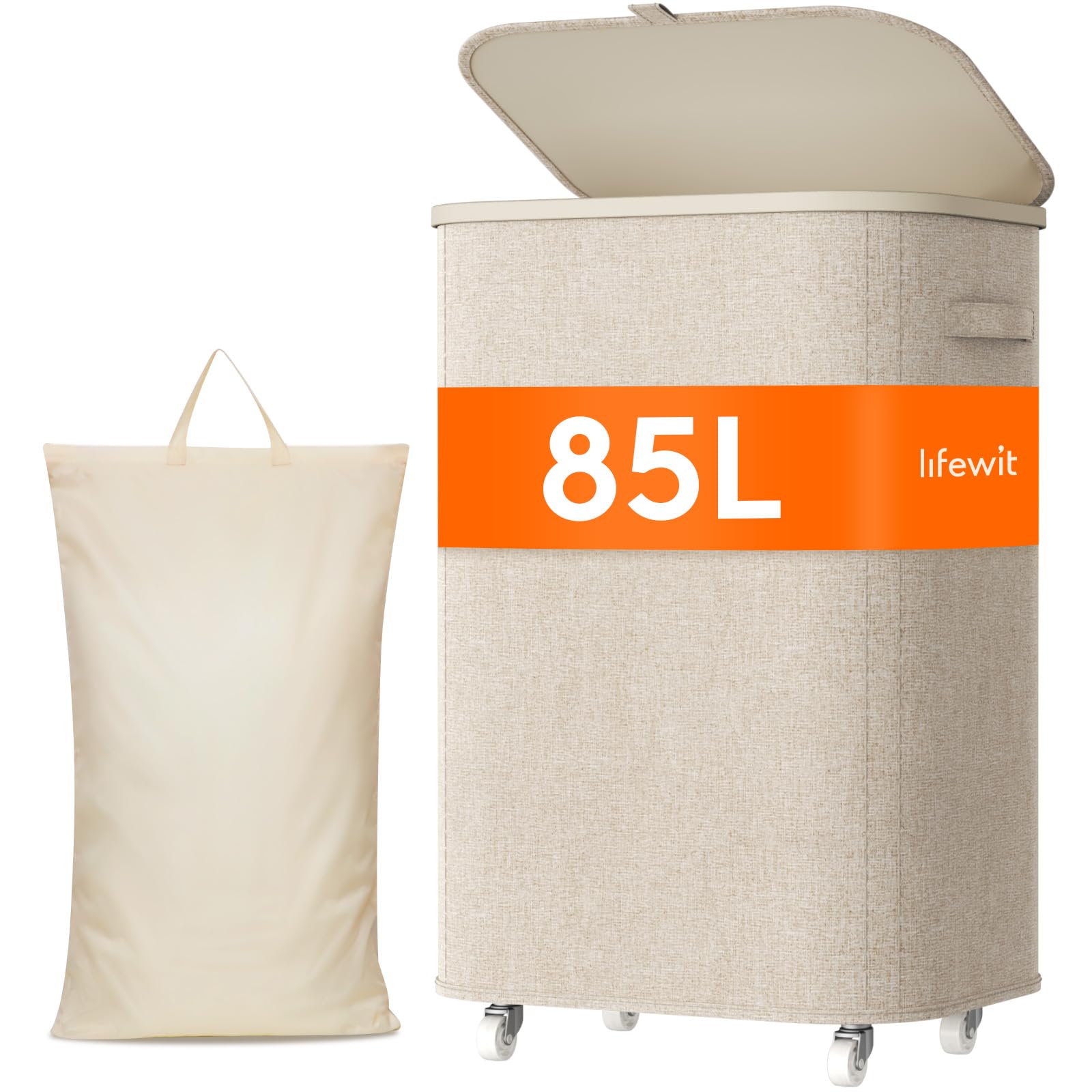 Lifewit panier face avant beige, rangement soigné et capacité élevée