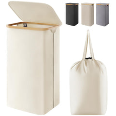 Lifewit panier à linge blanc fermé montrant design propre et gain de place