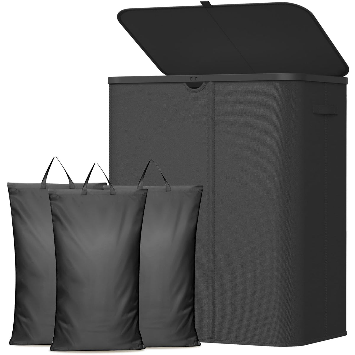 Lifewit vue frontale du panier rectangulaire noir pour un rangement discret