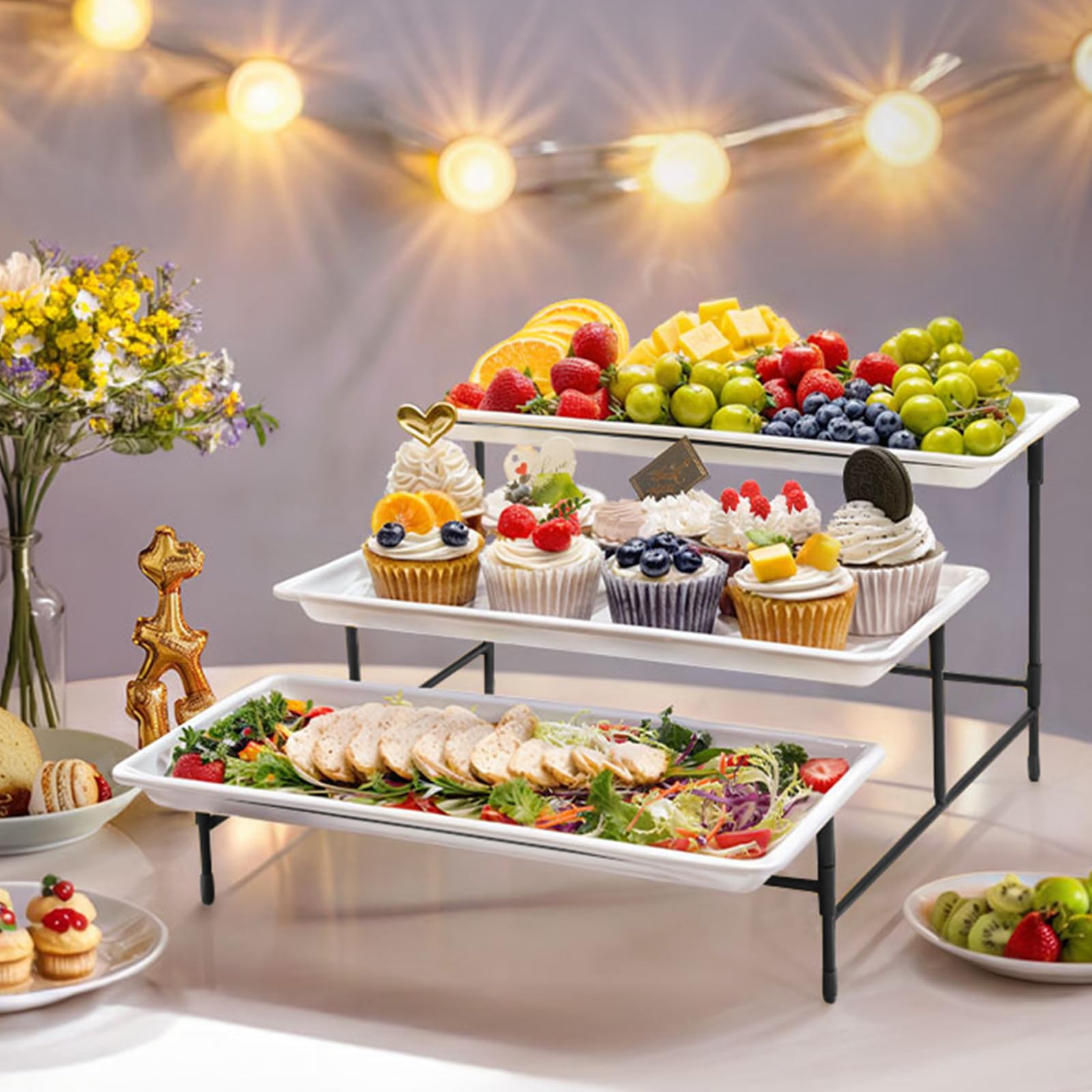 Lifewit décoré pour fête mettant en valeur desserts et esthétique du présentoir