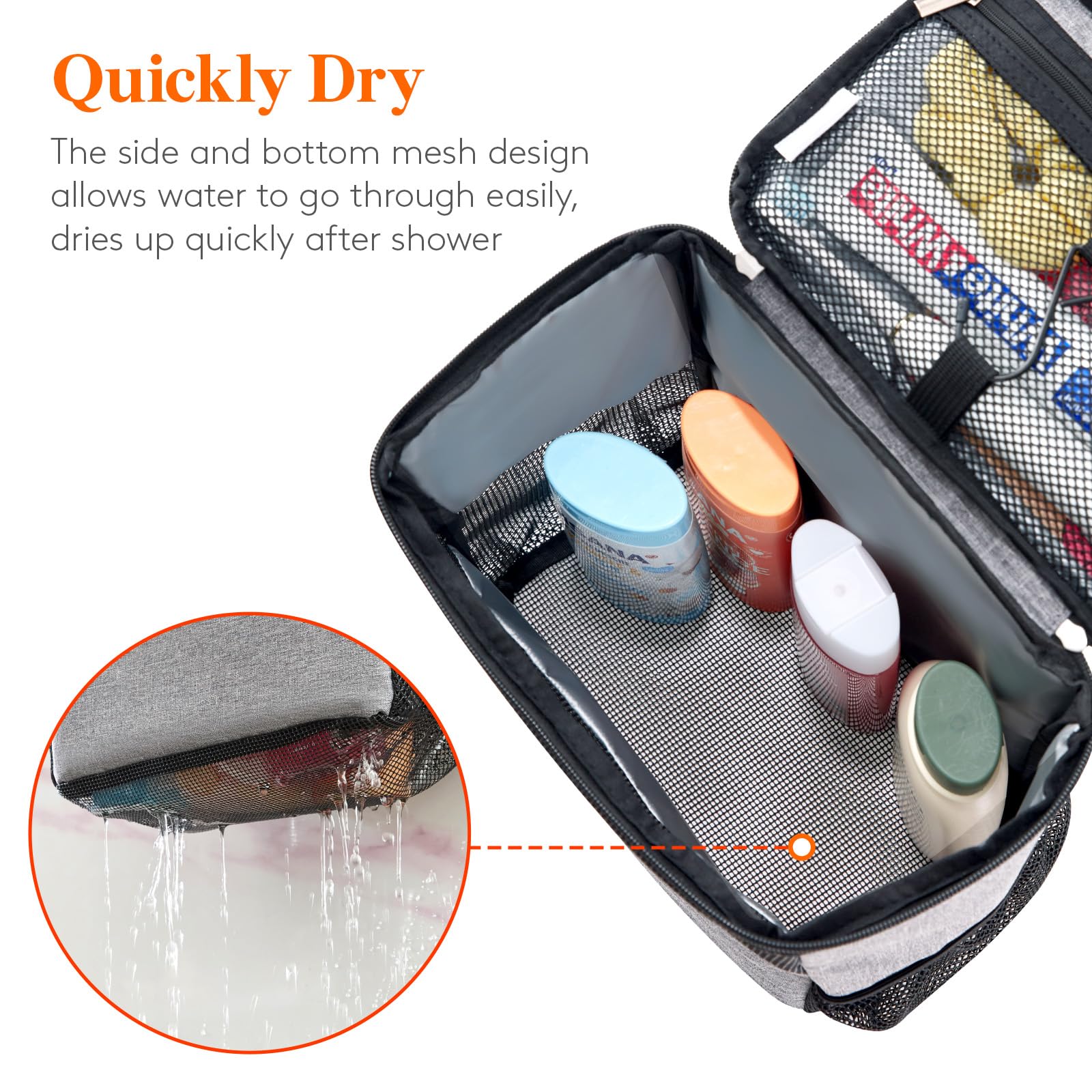 lifewit poches latérales tenant brosse à dents et accessoires pratiques