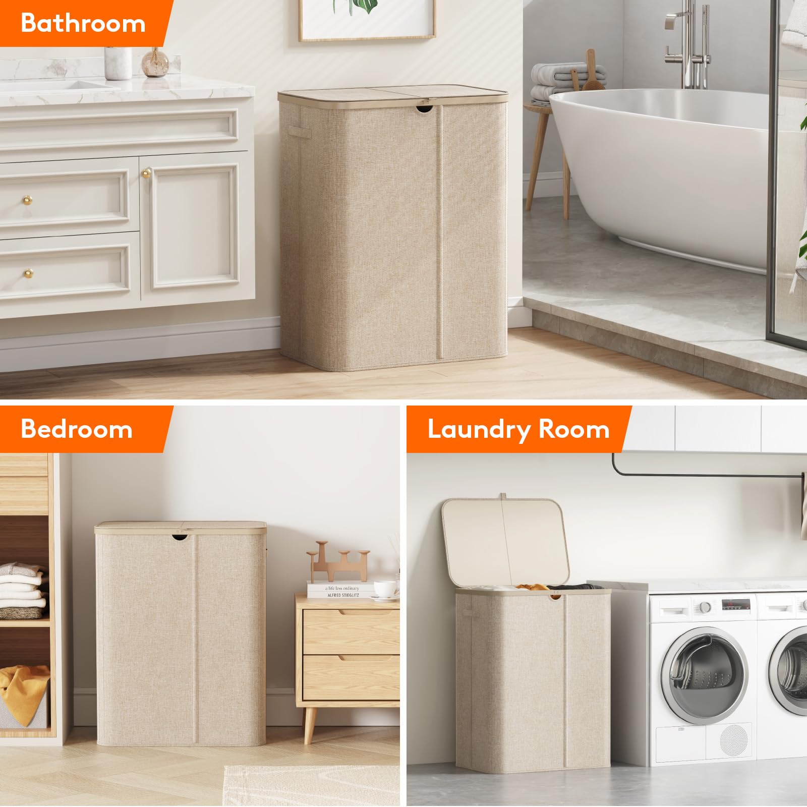 Lifewit panier intégré dans buanderie moderne, esthétique fonctionnelle