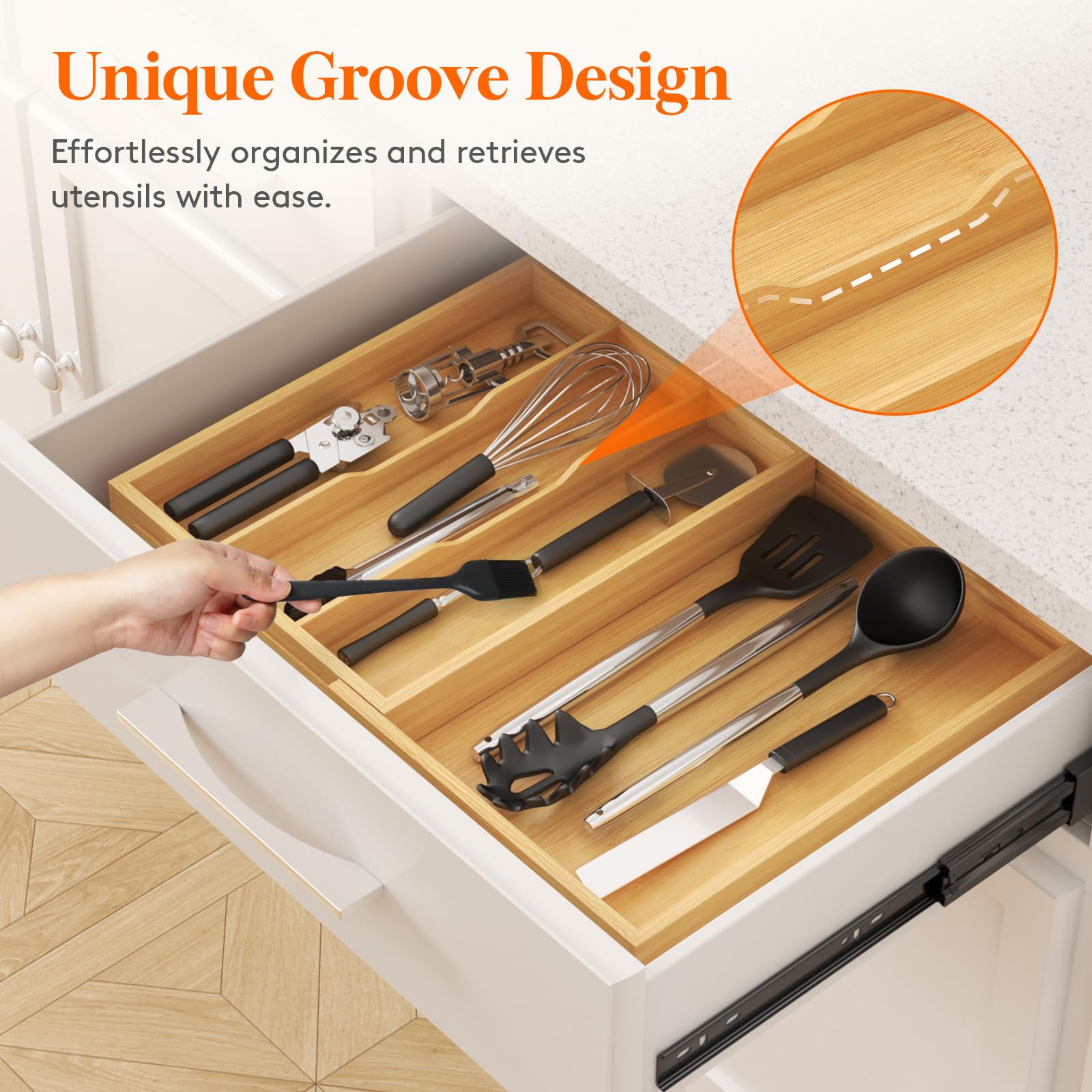 Lifewit vue intérieure des compartiments pour tri efficace des couverts