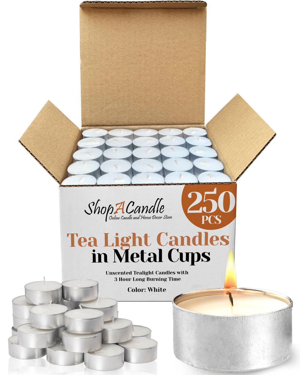 Light In The Dark paquet de 250 bougies chauffe-plat, stock pratique pour événements