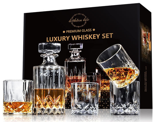 LIGHTEN LIFE carafe devant le coffret montrant élégance et cadeau prêt