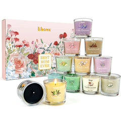 Lihome coffret 12 bougies face présentant l’emballage élégant et prêt à offrir
