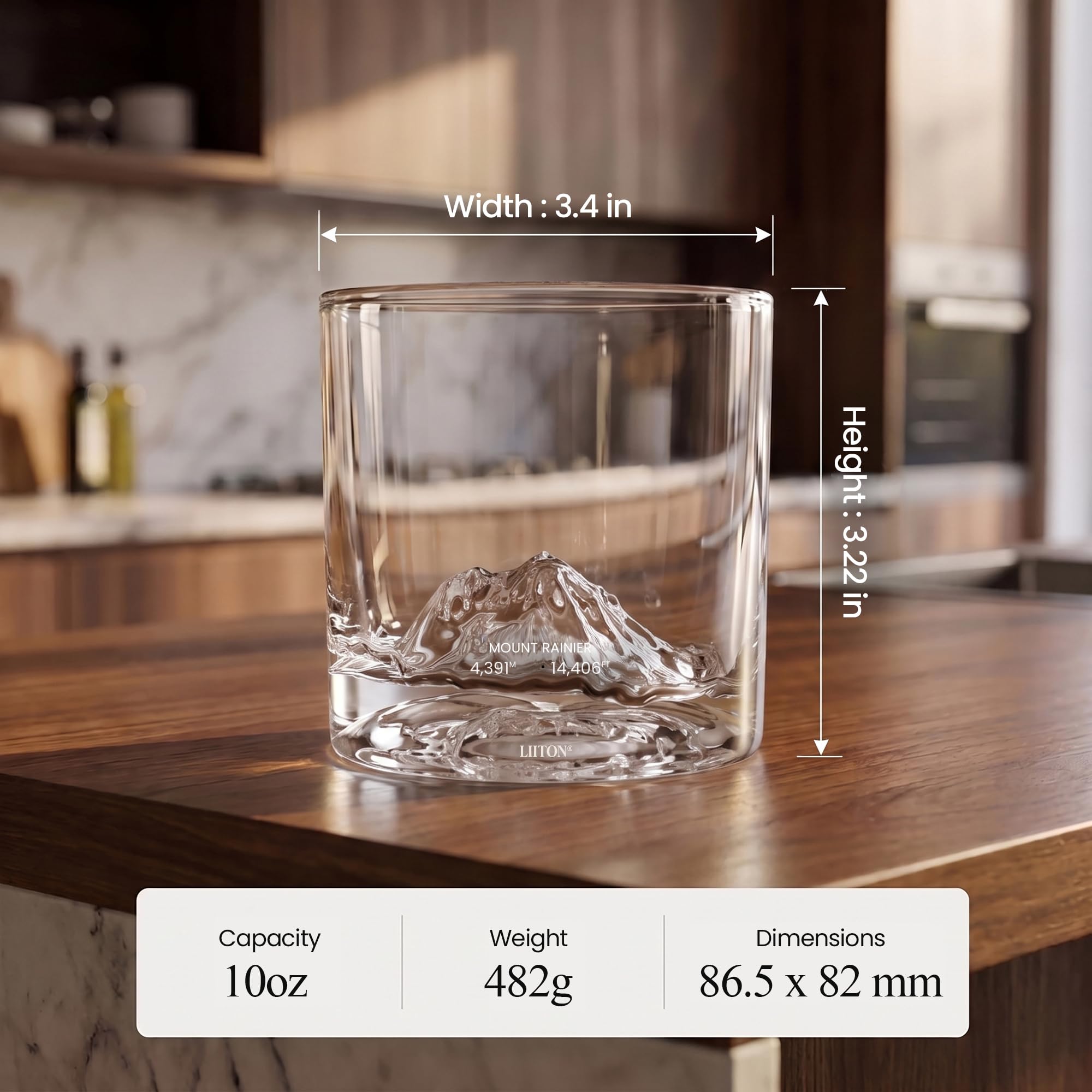 LIITON gros plan cristal épais révèle qualité et solidité du verre