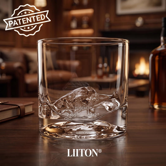 LIITON gros plan base 3D sculptée, capte la lumière et sublime le whisky