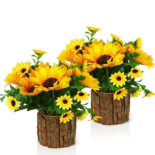 Lilithye tournesol face en pot tronc apporte chaleur décorative