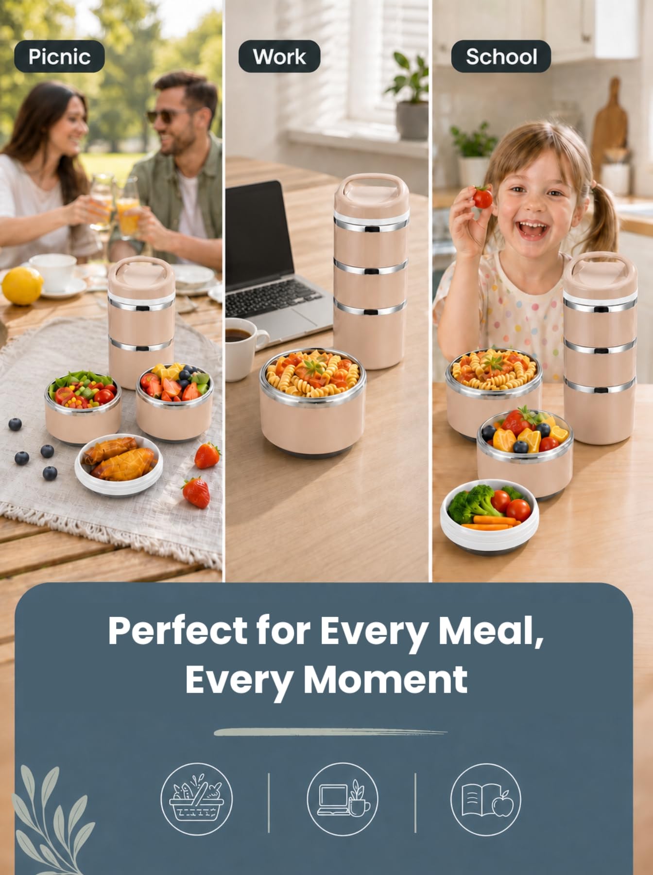 Lille Home couverts et séparateurs inclus, organisation pratique des portions