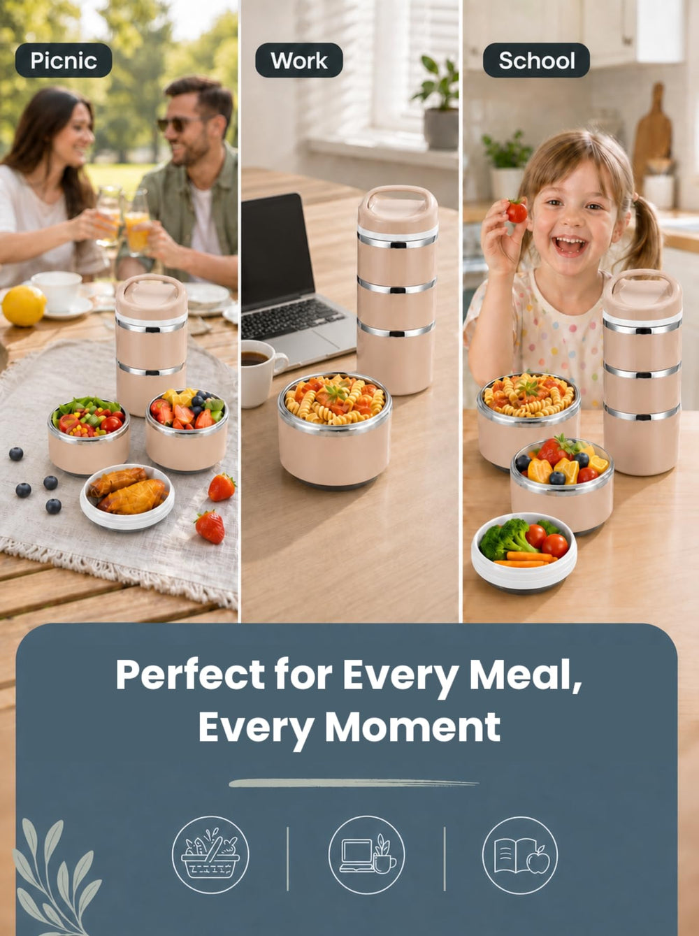 Lille Home couverts et séparateurs inclus, organisation pratique des portions