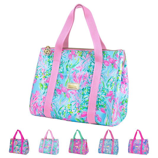 Lilly Pulitzer sac devant montrant l'imprimé coloré et un look tendance