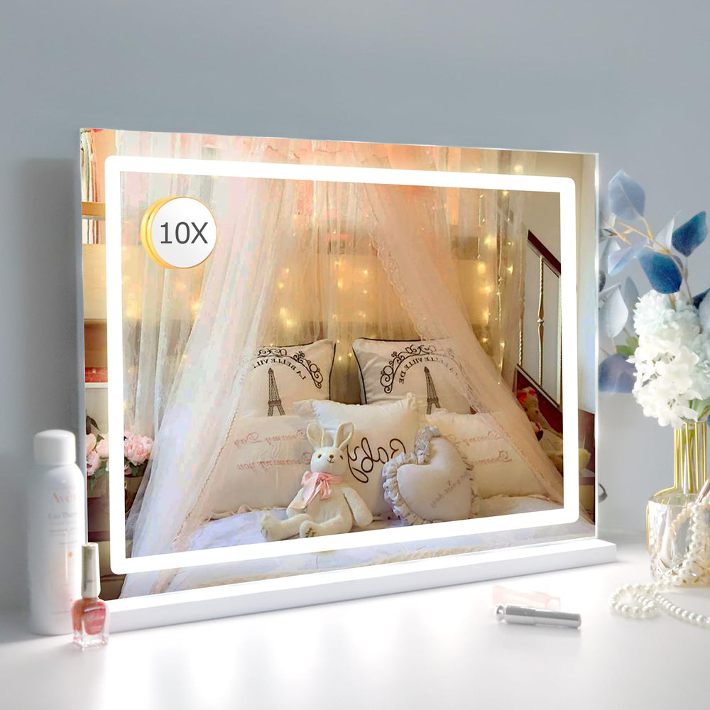 LilyHome face avant du miroir blanc avec éclairage uniforme et finition élégante