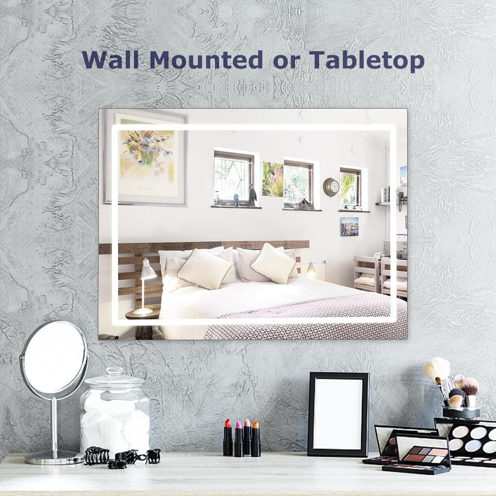 LilyHome miroir posé sur coiffeuse montrant usage quotidien pratique