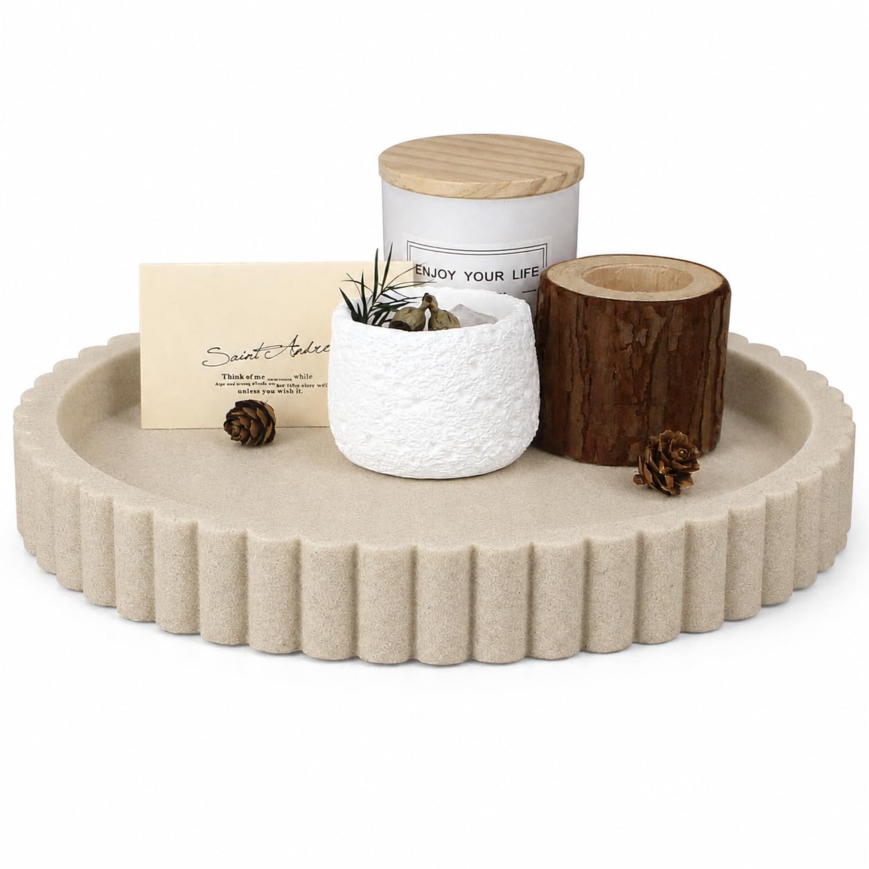 LIN CHUAN plateau rond face montrant design minimaliste et bord ondulé bénéfice esthétique