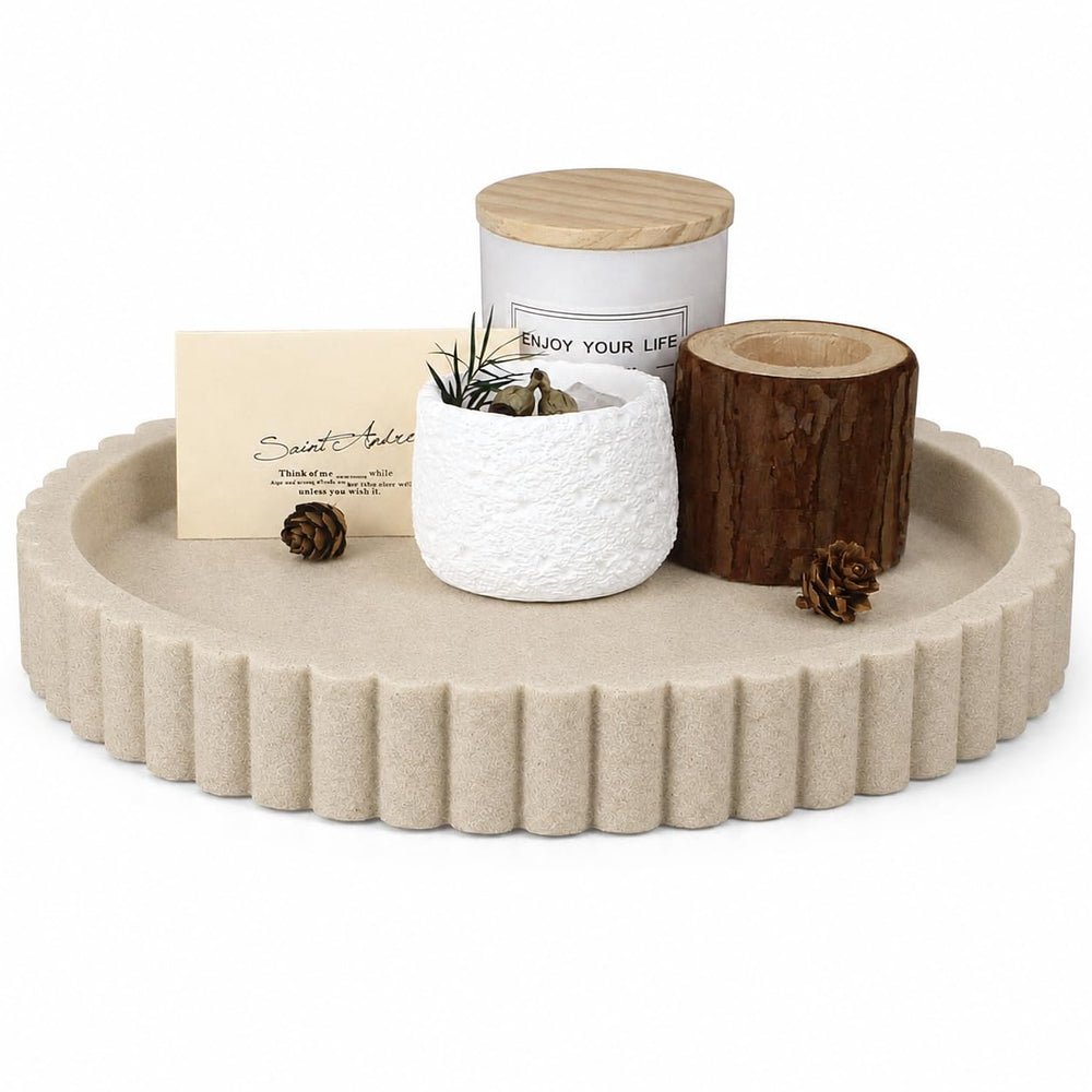 LIN CHUAN plateau rond face montrant design minimaliste et bord ondulé bénéfice esthétique