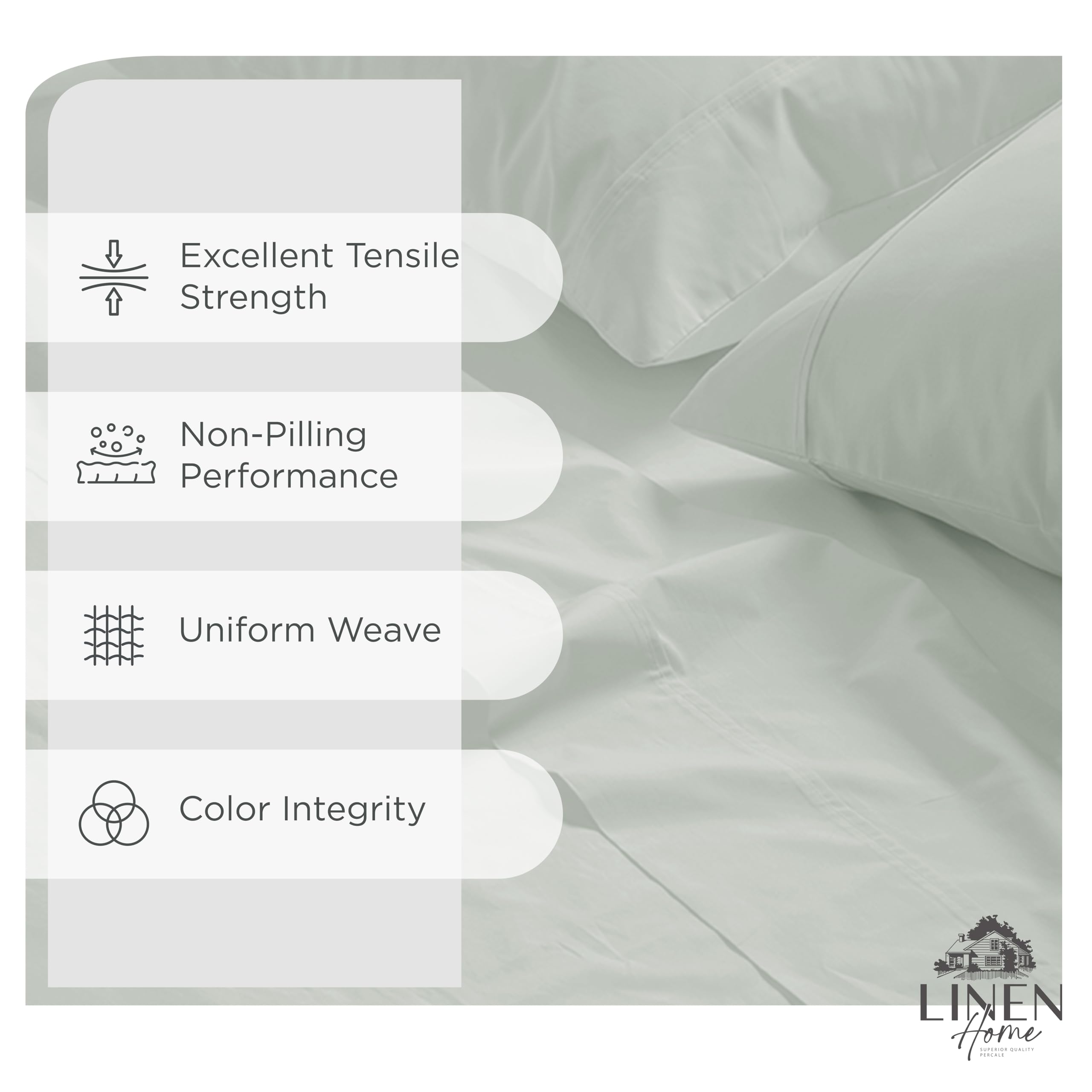Linen Home gros plan du tissage percale montrant texture fraîche et durable