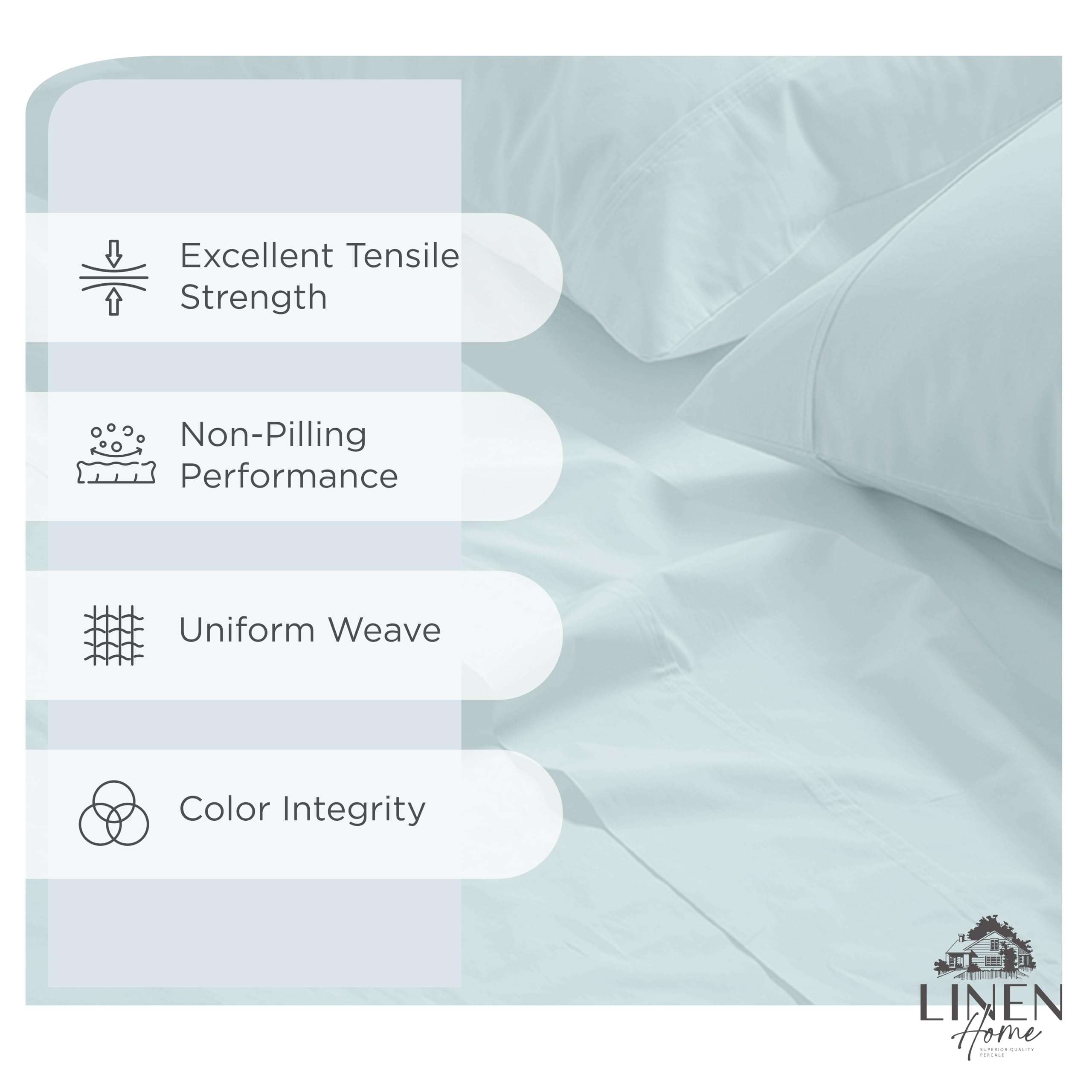 Linen Home gros plan du tissage percale 200 TC pour fraîcheur et durabilité