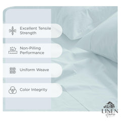 Linen Home gros plan du tissage percale 200 TC pour fraîcheur et durabilité
