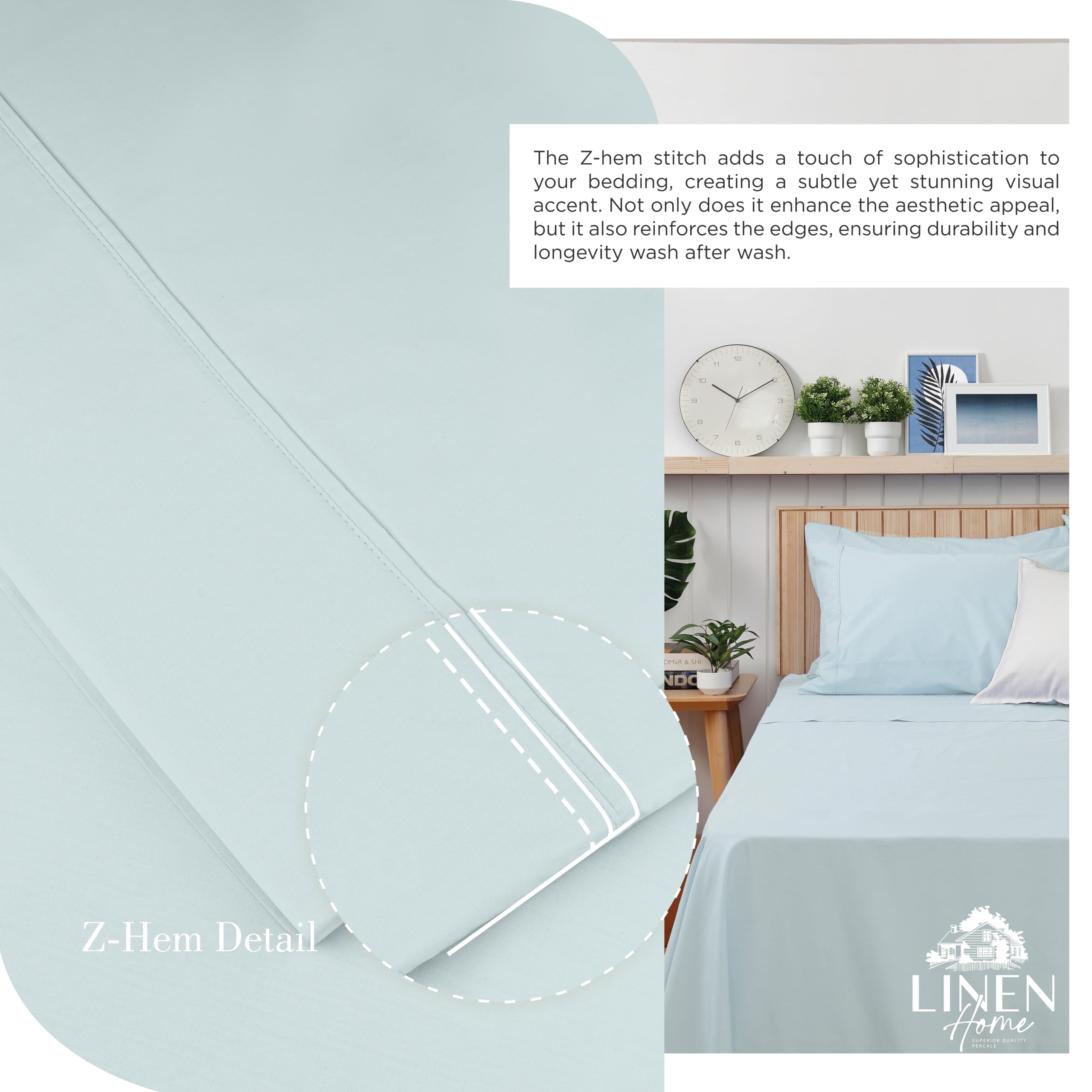 Linen Home drap-housse avec poche profonde adapté jusqu'à 16" pour maintien