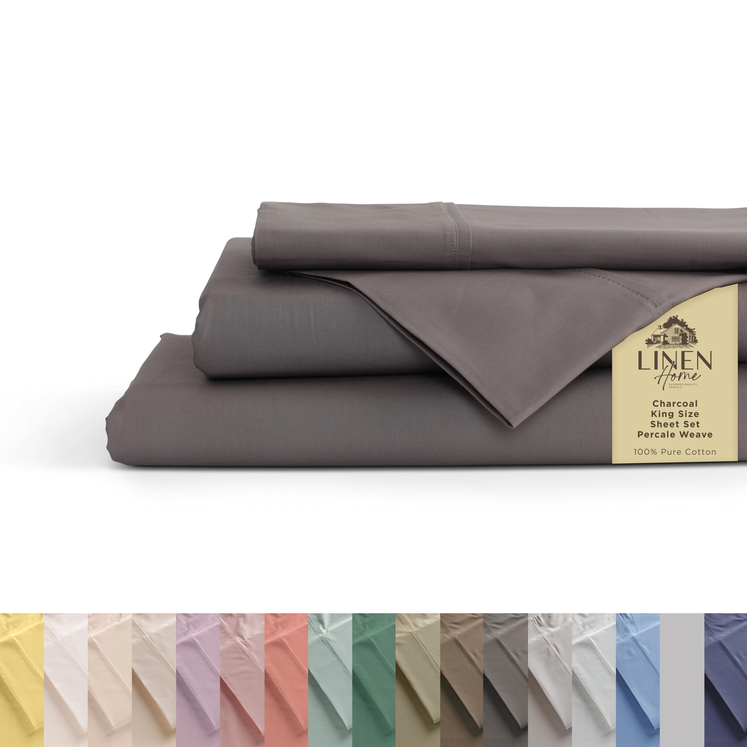 Linen Home emballage avant du set charcoal, présentation soignée et prête à offrir