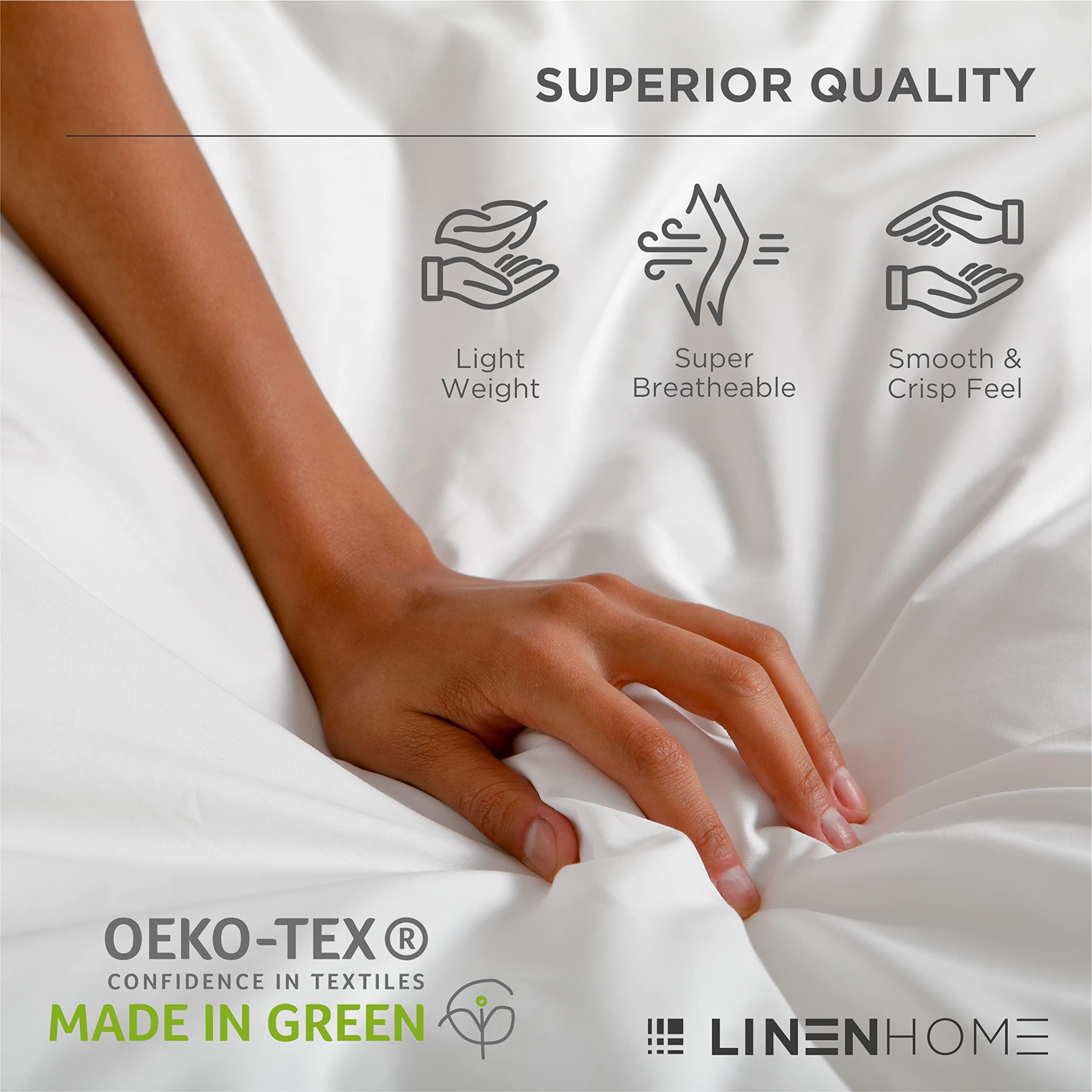 Linen Home emballage et étiquette Made in Green garantissant conformité