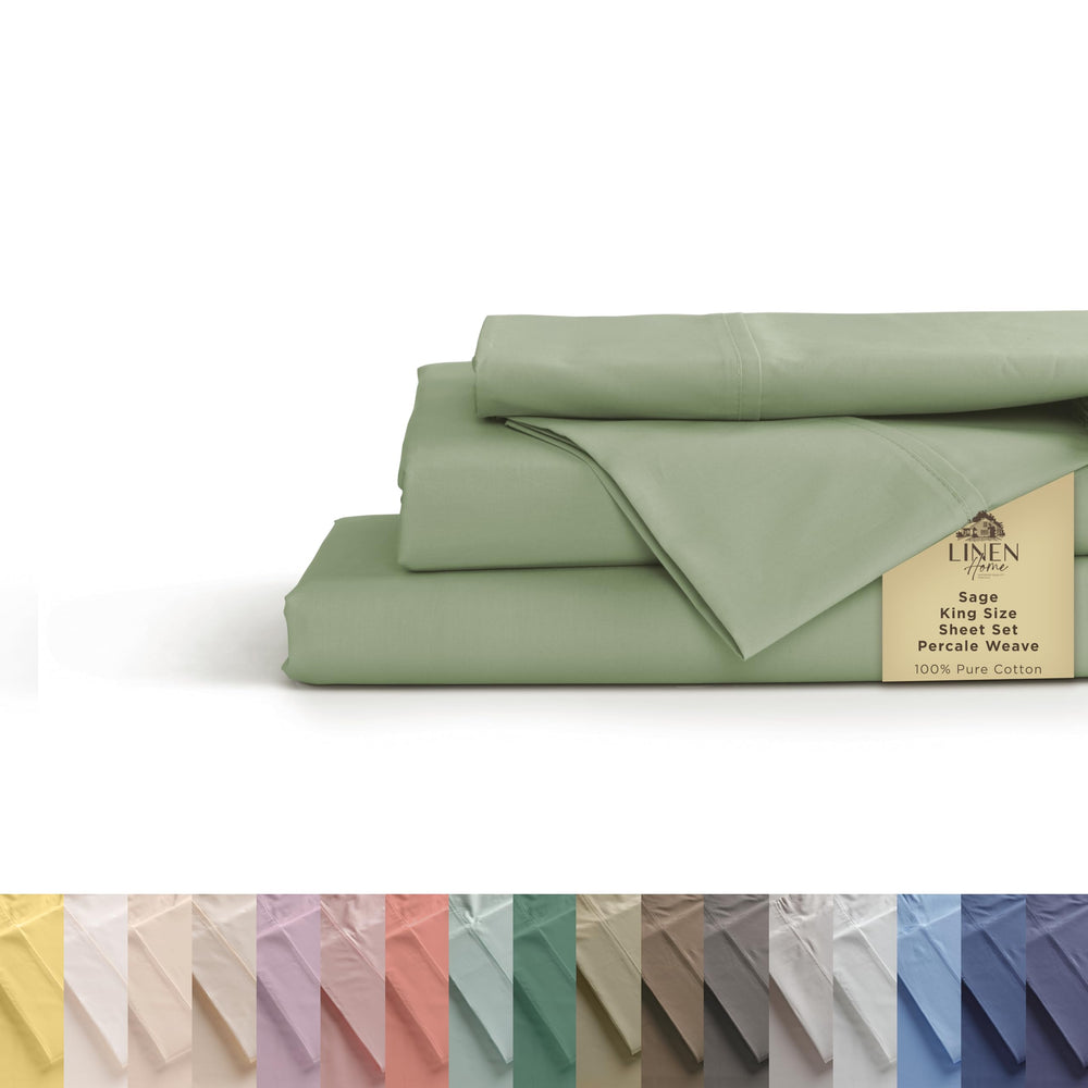 Linen Home vue frontale de la parure king sage, finition élégante