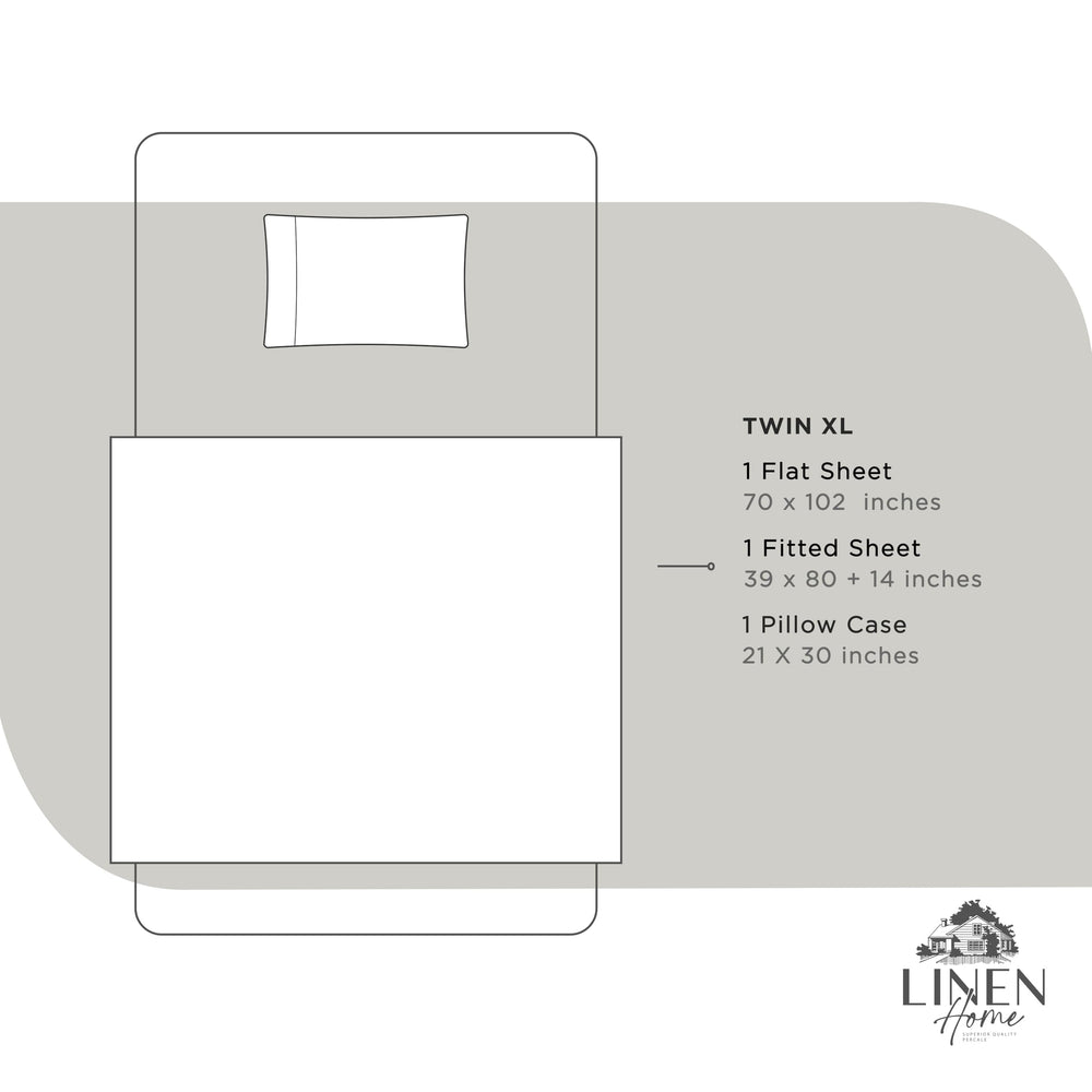 Linen Home set posé sur lit Twin XL montrant rendu net et élégant
